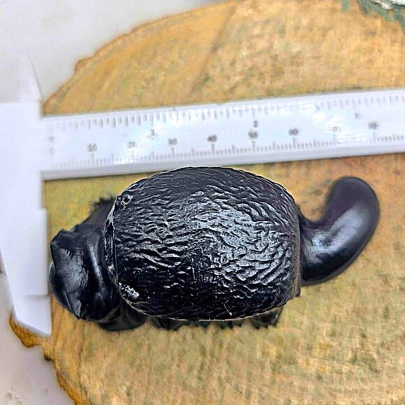 Nature Black Obsidian Hand Carved Cat Bus 3" Decor Figure - Picture 4 of 10
